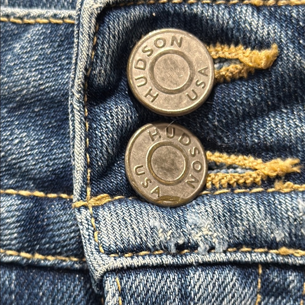 Hudson Jeans Blue Denim Pencil Skirt with Distressed Details, MADE IN USA, Sz 32 - Picture 3 of 11